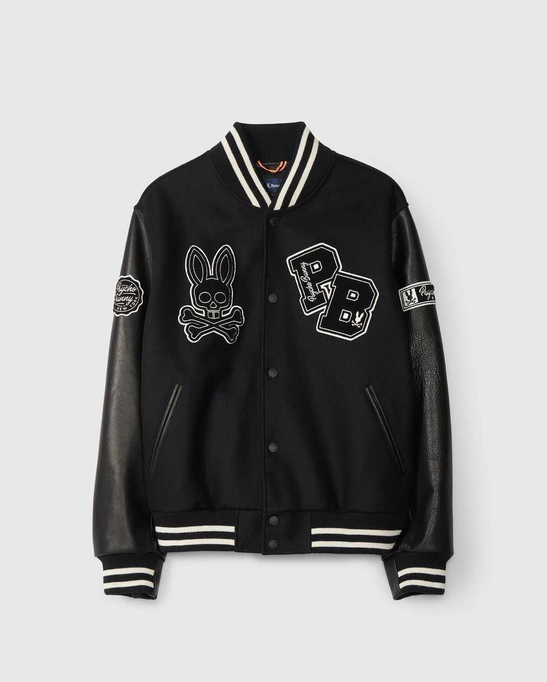 Vestes Psycho Bunny Robbins Varsity Bomber Jacket Noir Homme | EWC-97131288